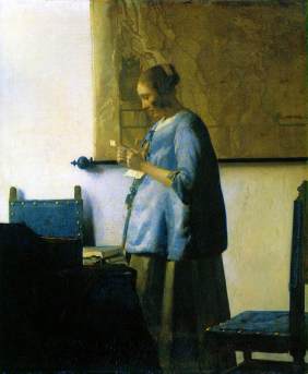 Woman in Blue reading a letter by Vermeer