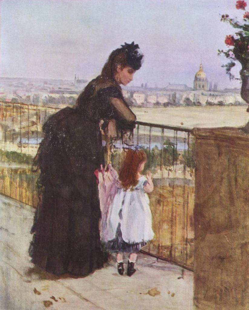 Femme et Enfant sur un balcon by Berthe Morisot